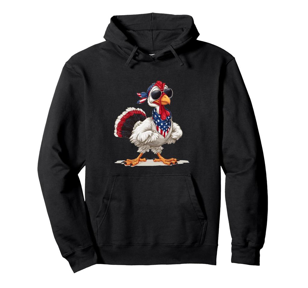 Cartoon Turkey Thanksgiving Look Hoodie for Cool Sunglasses Fans