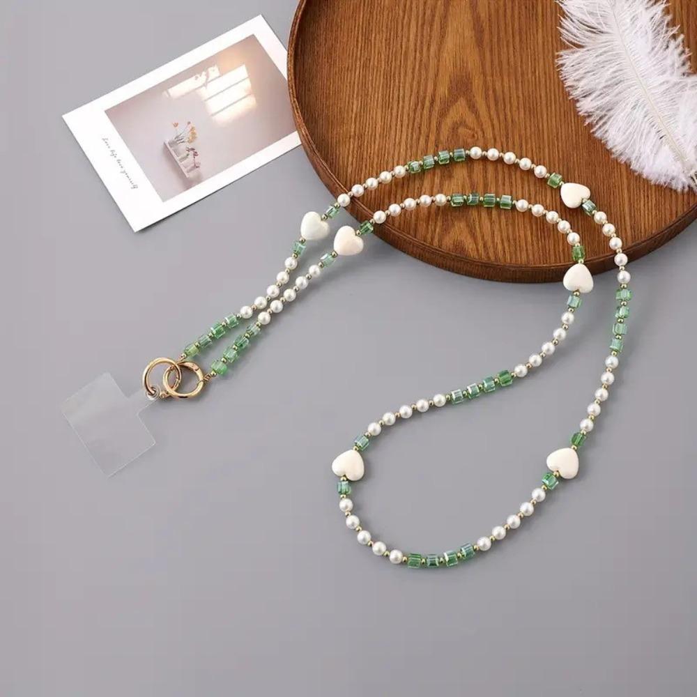 

Love Heart Beaded Crossbody Phone Chain With Patch Phone Neck Straps Mobile Phone Pendant style 5