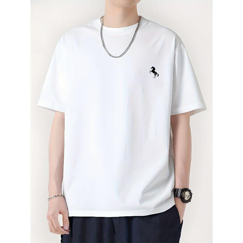 

Мужская футболка с коротким рукавом европейского размера для летней уличной моды, повседневный топ со спортивным принтом S белый