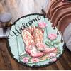 1Pc Cowgirl Boots Hat Circular Print Rug - home decoration Carpet For Living Room Bedroom Flooring Computer Chair Area Rug