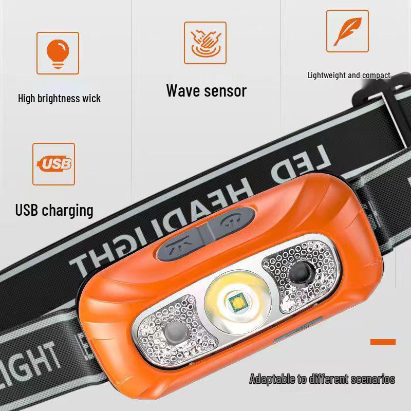 Rechargeable Ultra-Bright Sensor Headlamp - Lightweight, Waterproof, and Strong Light for Night Fishing