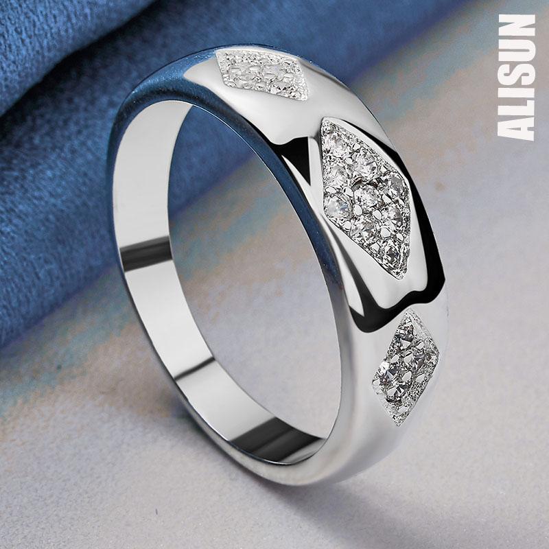 925 Sterling Silver AAA Zircon Ring Fashion Wedding Jewelry