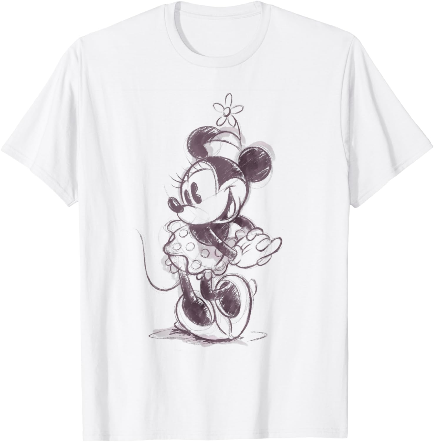 Hot Fashion Casual Disney Mickey and Friends Minnie Mouse Sketch Portrait T-Shirt S-4XL Summer L