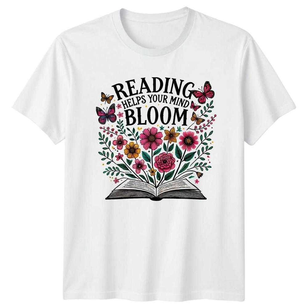 Reading Helps Your Mind Bloom Unisexs TShirt Floral Books Birthday Gift For Her S