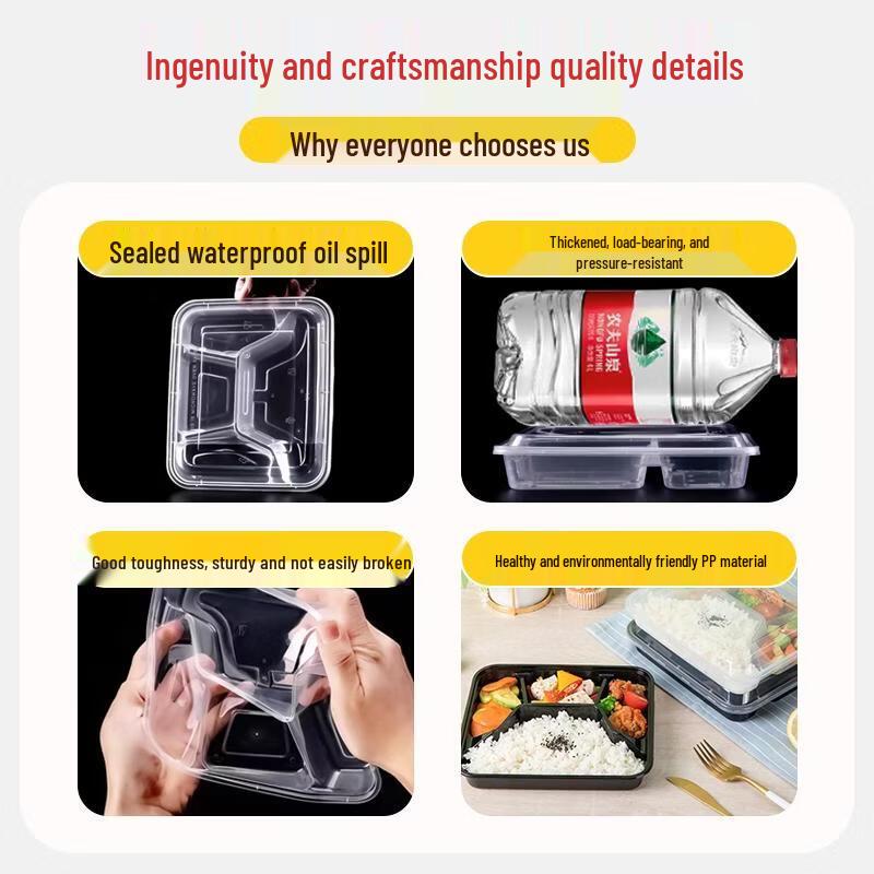 Disposable 4-Compartment Meal Prep Containers with Lids