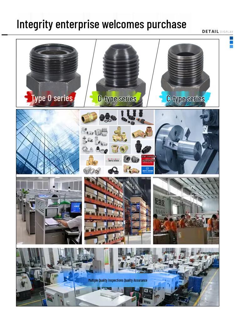 Hydraulic High-Pressure Right Angle Elbow Flared Ball Head D-Type Copper Tube Adapter, Inch To Metric Fitting