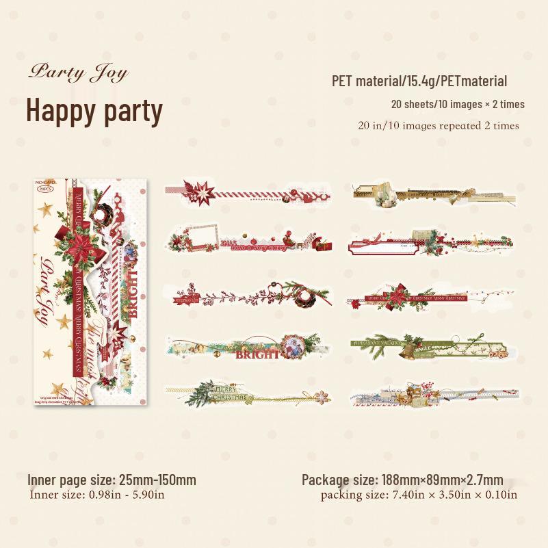 

Retro Christmas Momo PET White Ink Sticker Pack for DIY & Journaling
