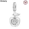 Orstarry 925 Silver Apple Fruit Original Pendants Bracelet Charms Fit Jewelry Party Beads DIY Fine Gifts Accessory