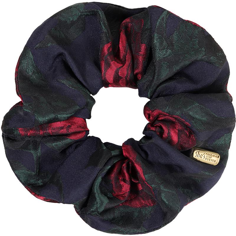 She s Retro Rose Jacquard Hair Scrunchie One Size