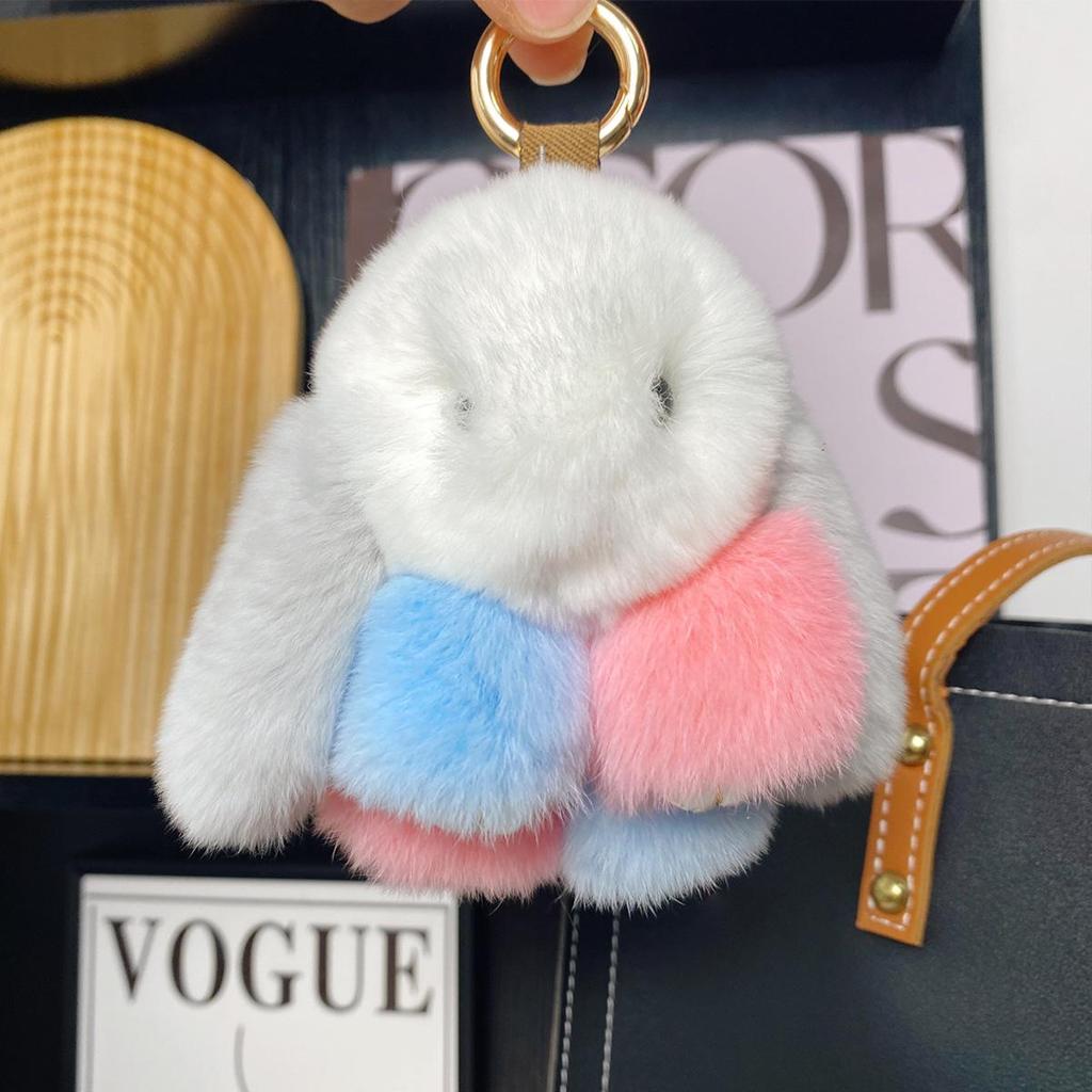 Mini Rex Rabbit Fur Pom Pom Keychain Bag Charm Keyring