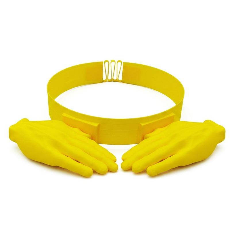2026 Yellow Two Plam Hands-Free Sun Visor Headband Summer Caps Outdoor 3D Printed Plastic Creative Sun Hat Party Decoration Hat