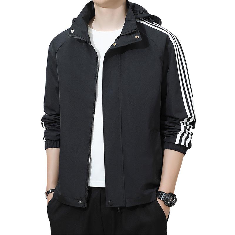 Vår- och höstjacka med huva Herr Lös ledig enfärgad vindjacka Herrsport Ungdom Tunn sektion Tide