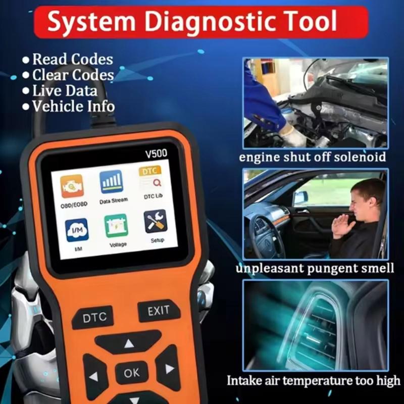 Compact Car OBD2 Diagnostic Tool Reads Engine Fault Codes For Multiple Vehicles Code Scanner Tool with Voltages Test
