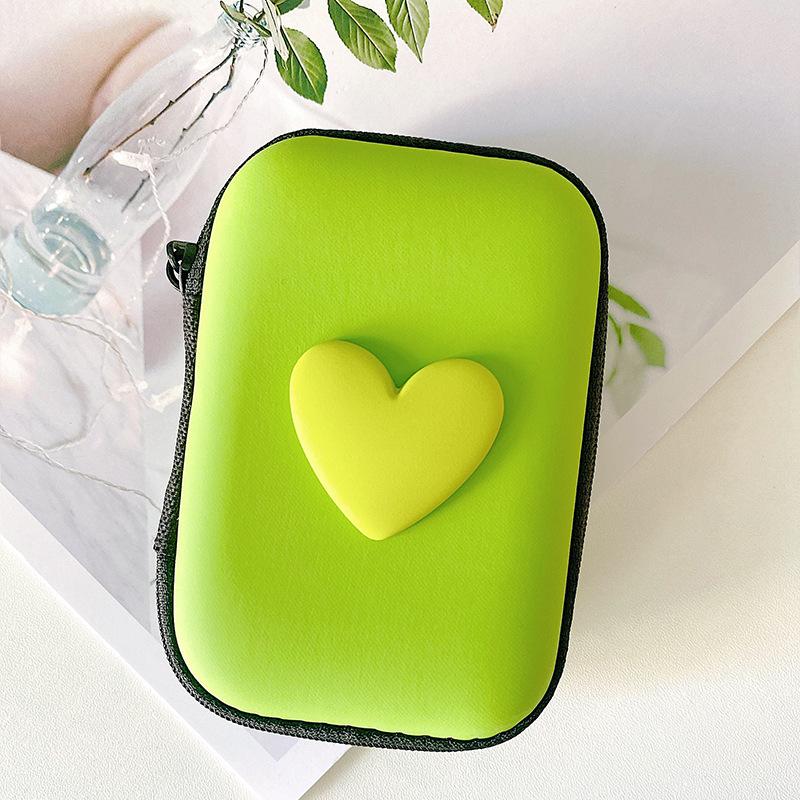 3D Love Heart Headphone Data Cable Storage Bags Charger Power Bank Rectangular Box Zipper Bag Pocket Pouch