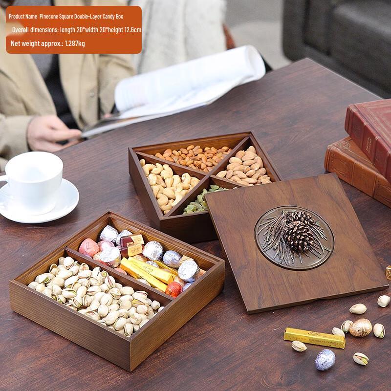 Rotating Wooden Divided Snack and Candy Tray