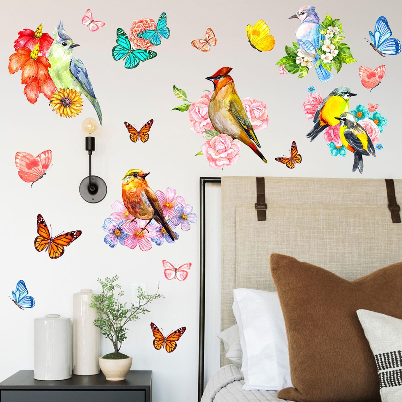 

Hummingbird Butterfly Wall Stickers PVC Self Adhesive Sticker Art Decals Glass Window Sticker Bedroom Living Room Home Decor One Size синий