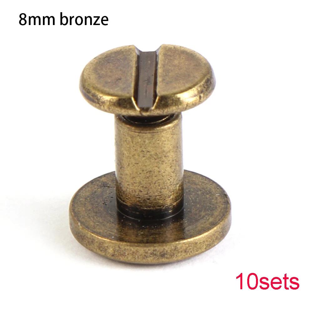10sets Useful 10mm Solid Screw Nail Rivet Double Flat Head Belt/strap Rivets Luggage Leather Metal Craft High Quality
