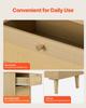 5-Schubladen Rattan Kommode, Moderne Schrankkommode für Schlafzimmer, Natürliche Rattan Kommode mit Metallgriffen & Holzbeinen, Kleideraufbewahrungskommode