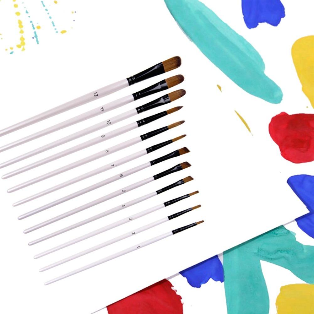 1Set Round / Angled Tip Paint Brushes Nylon Fiber Professional Painting Kits Painting