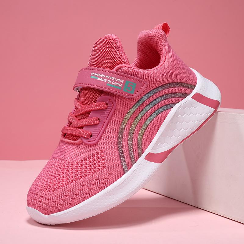 Girls' Breathable Non-slip Mesh Running Shoes for Ages 6-12 - Lightweight Sports Footwear for Spring & Autumn