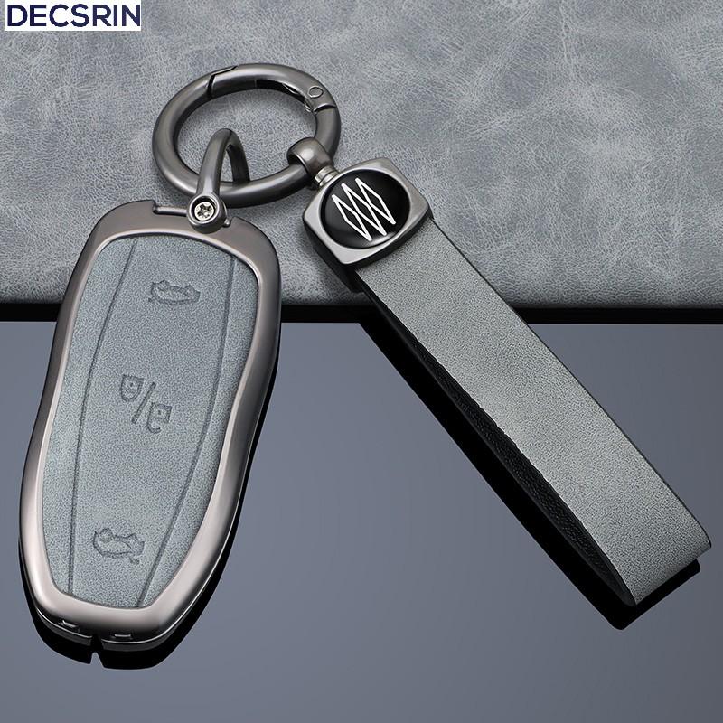Zinc Alloy+ Leather Car Smart Key Cover Case Shell Fob for Tesla Model 3 Model Y X S Key Shell Bag Holder Protector Accessorie