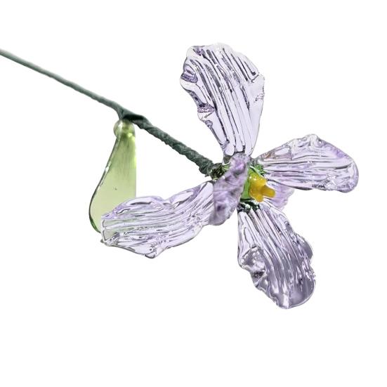 Ručně foukaná skleněná květinová dekorace s drátěným stonkem, ručně vyráběná figurka s barevnou glazurou, květinová váza, ozdoba do domácího obývacího pokoje, na kancelářský stůl