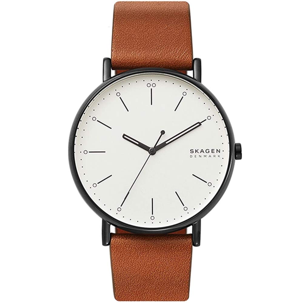 

SKAGEN Men s SIGNATUR 45mm Brown Leather Watch SKW6550 [Parallel Import]