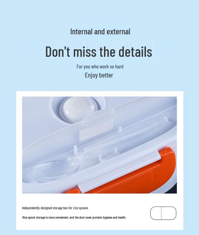 Portable Rechargeable Electric Lunch Box for Car and Home - Self-Heating, Insulated Food Warmer