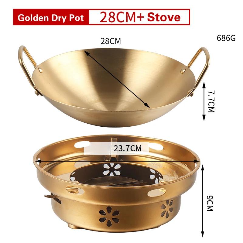 Stainless Steel Dry Pot Thickened Golden Ear Alcohol Furnace Household Non Stick Pan Small Hotpot Golden Dry Pot Pots and Pans