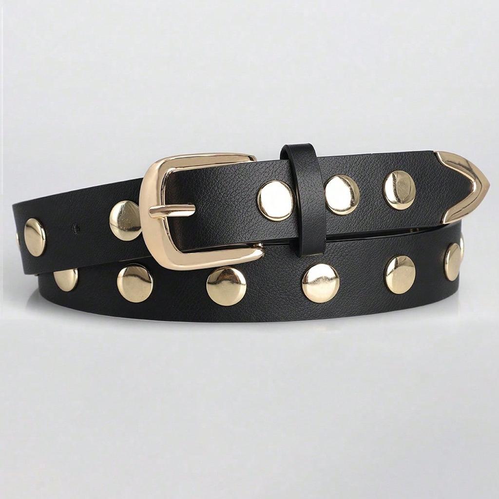 Women's Studded Belt Fashion Punk Style Ladies Belt For Jeans Dress Adjustable Belt Rivet Decorative,Suitable For Casual,Parties