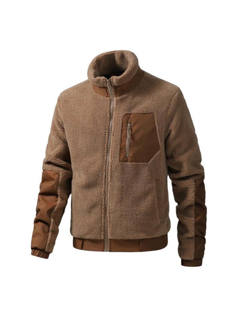 Men's Lambswool Fleece Stand Collar Jacket - Autumn/Winter Casual Cardigan