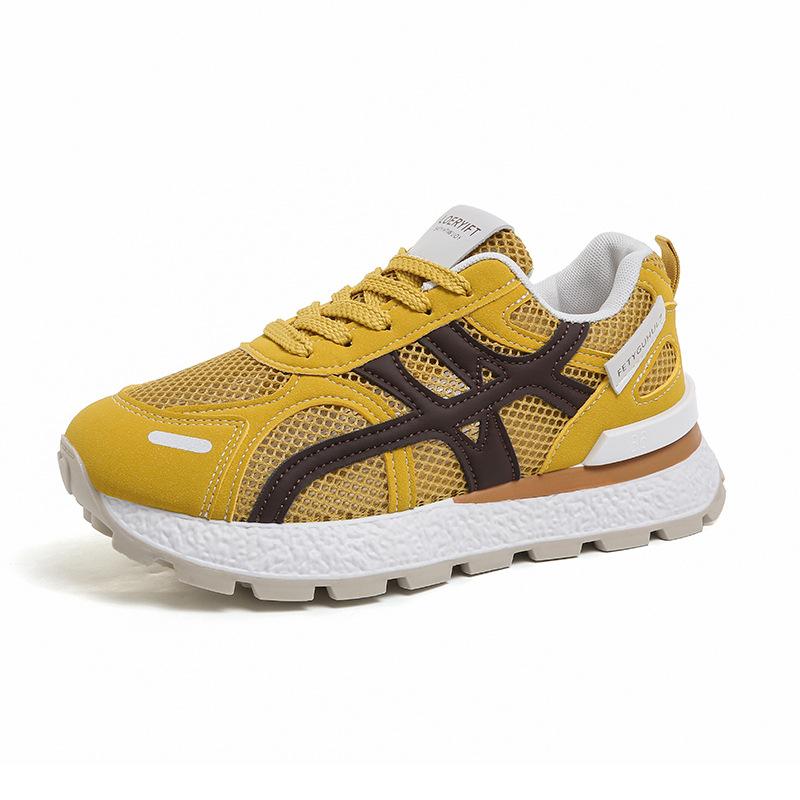 2025 Spring Forrest Gump Shoes Women's New Versatile Casual Mesh Breathable Round Head Showing Feet Small Thick-soled Jogging Sneakers