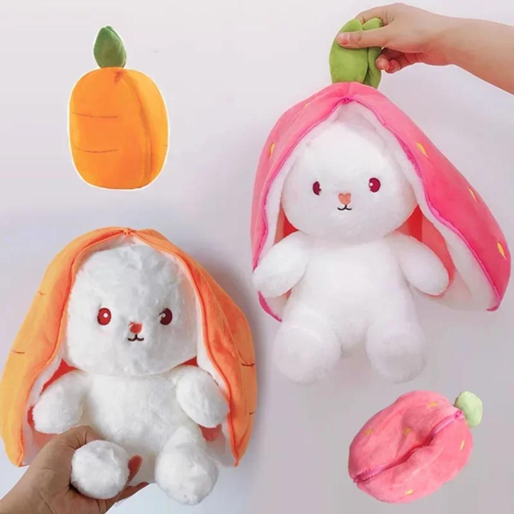 18cm NEW HOT Cute Strawberry Carrot Rabbit Plush Toy Stuffed Ingenious Into Fruit Transform Baby Cuddly Bunny Doll Birthday Gift