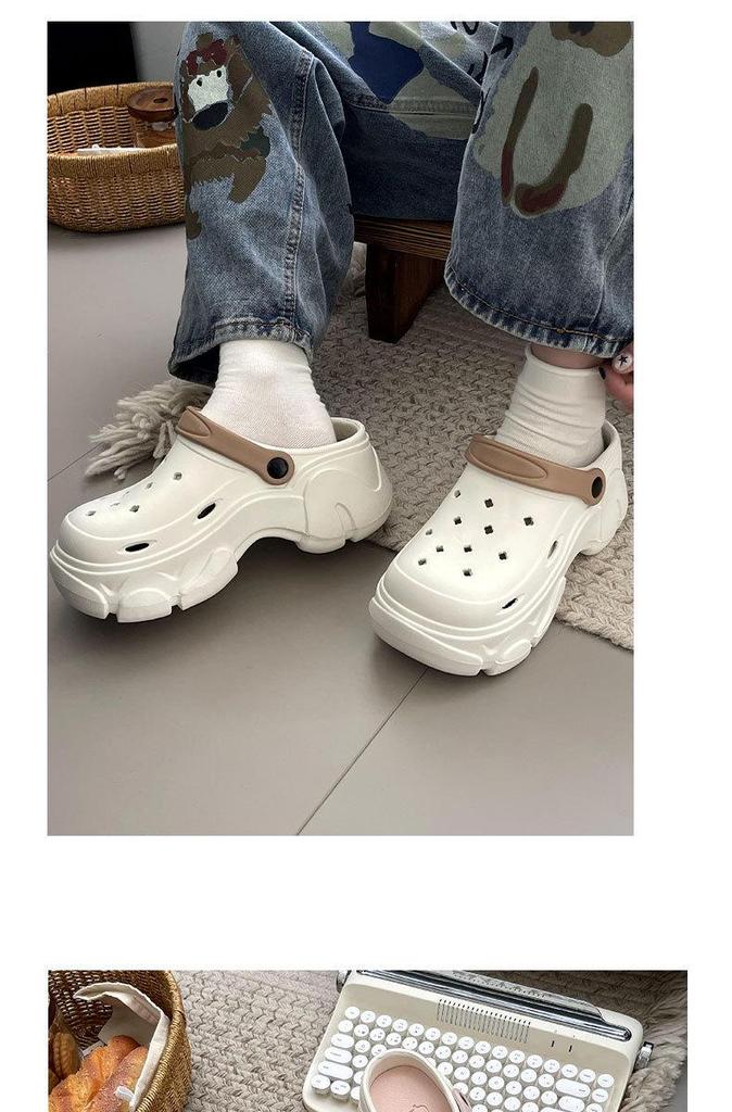 2026 Women's Thick Sole Garden Shoes: Non-Slip High-Heeled Beach Slippers with Arch Support and Closed-Toe Design