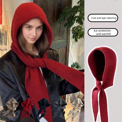 1pc Women's Fashion Versatile Beanie Hat,Autumn Winter Warm Knitted Ear Protection Hat for Women,Windproof Ski Beanie with Scarf
