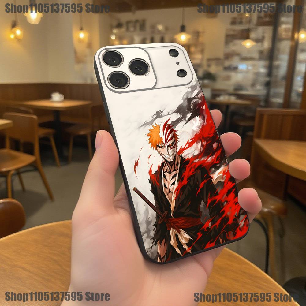 B-Bleach I-Ichigo Kurosaki Phone Case For iPhone 17,16,15,14,13,12,11,Pro,XS,Max,XR,Plus,E,SE4,Mini Black Soft Cover
