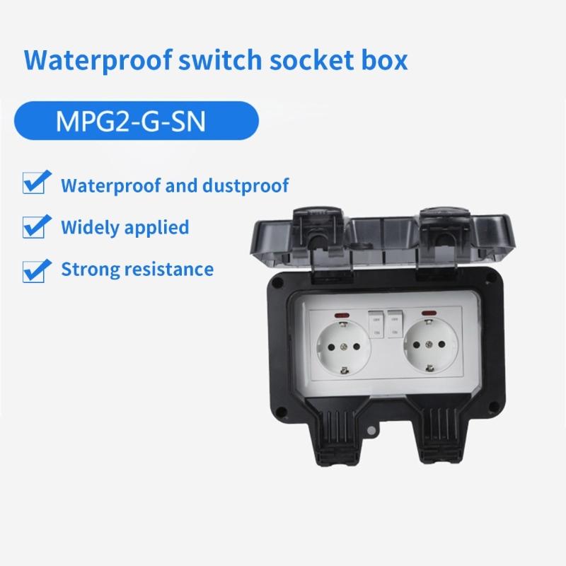 Waterproof and Dustproof Double European Socket with Integrated Switches and Indicators for Outdoor Safety