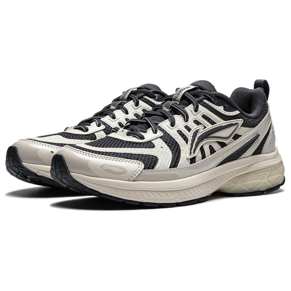 Li Ning Fuyiao 1.0 V3 Simple Shock Absorption Low Top Running Shoes Women Sneaker Black Gray ARXU004-4