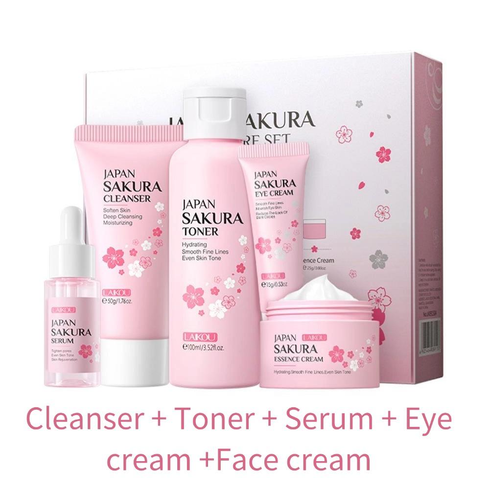 5/6pcs/set Japan Sakura Skin Care Set Serum Rejuvenating Cream Glowing Moisturizer Fade Blemishes