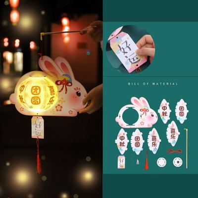 Hängende Hasenlaterne Leuchtende Handgefertigte Laterne für das Mittherbstfest Chinesischer Erweckungslöwe Handgehaltene Leuchtende Laterne