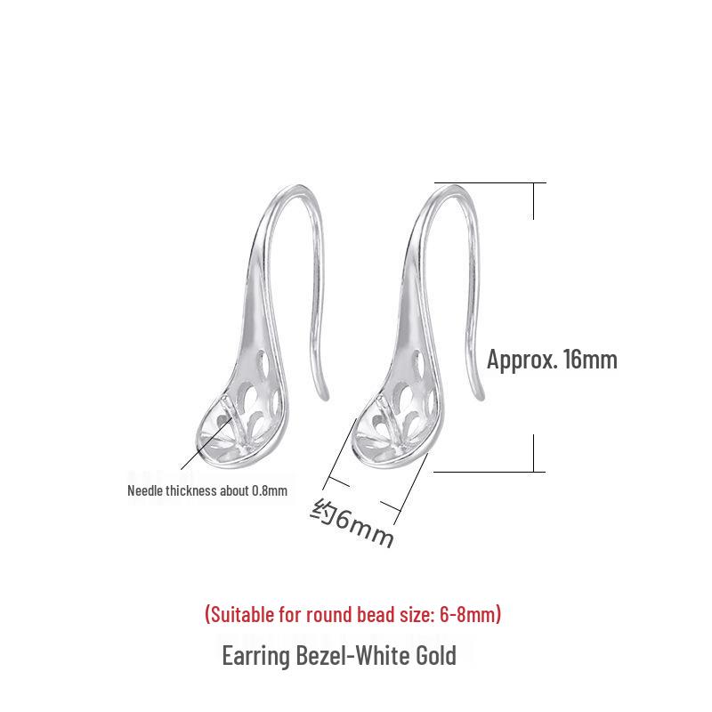 

S925 Sterling Silver High Heel Stud Earrings with Hollowed-Out Spoon & Beeswax Bead Settings 925 Sterling Silver платиновий