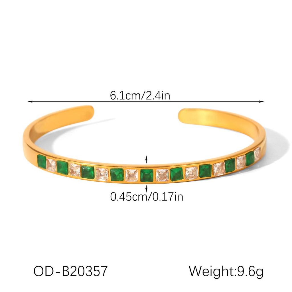 18K Gold-Plated Diamond-Studded Stainless Steel Bangle – Light Luxury Zircon Autumn/Winter Bracelet for Women