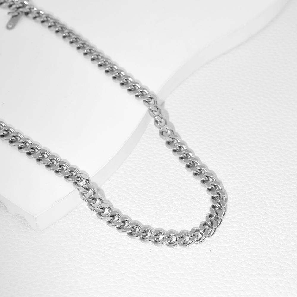 Simple Cuban Chain, Double-sided Grinding Necklace, Stainless Steel Does Not Fade, Daily Wear, the Same Gender Neutral Wind Collarbone Chain