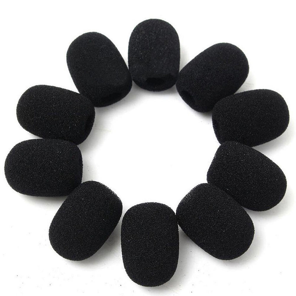 10 stuks/zak Zwarte Spons Schuim Cover Microfoon Headset Windscherm Microfoon Cover Pads