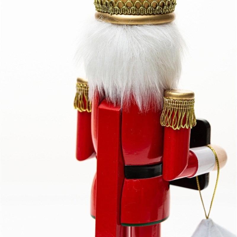 Elegant 38cm Wood Nutcrackers Statue Artistic Tabletop Decoration for Nut Cracking and Display Stylish Desktop Ornament