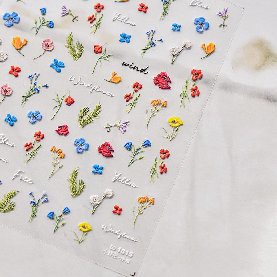 Рельефные маленькие полевые цветы наклейки для ногтей DIY производство креативные — фото 4
