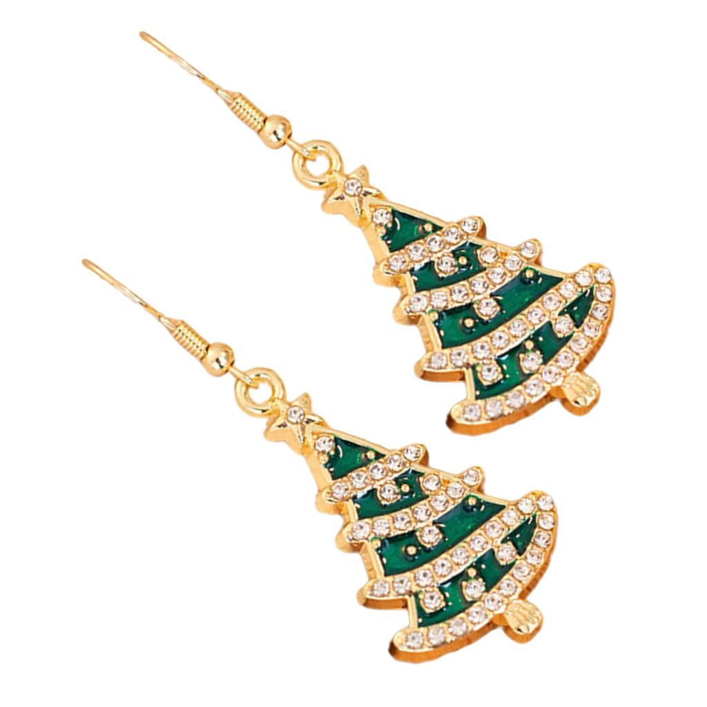 Red/Green Holiday Earrings With Crystal Accent Alloy Materials Ear Studs Comfortable Christmas Party Jewelry