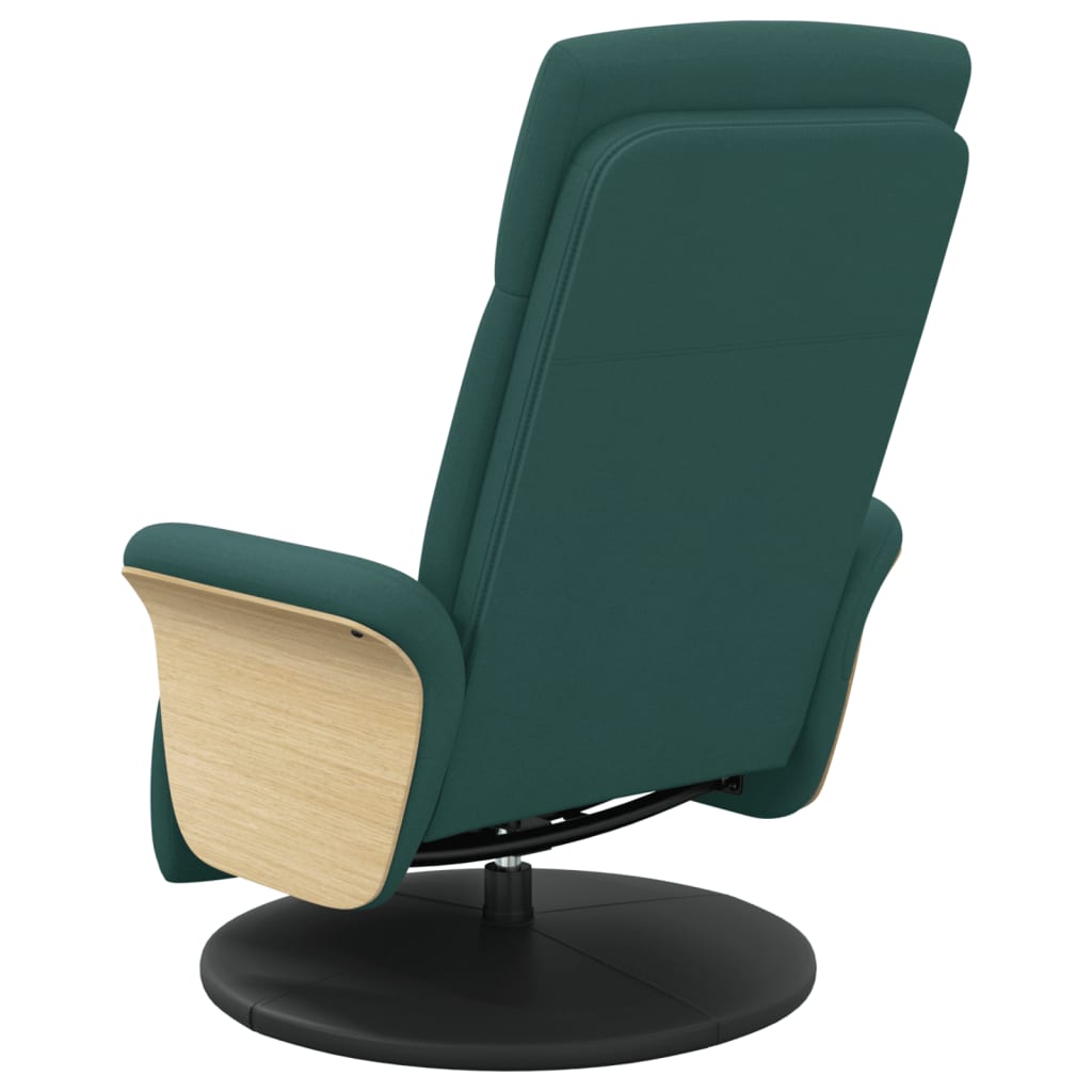 Recliner with Footrest Dark Green Fabric