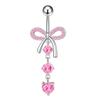Stainless Steel Pink Dot Drill Navel Ring Nail Butterfly Zircon Simple Navel Buckle Piercing Ornament