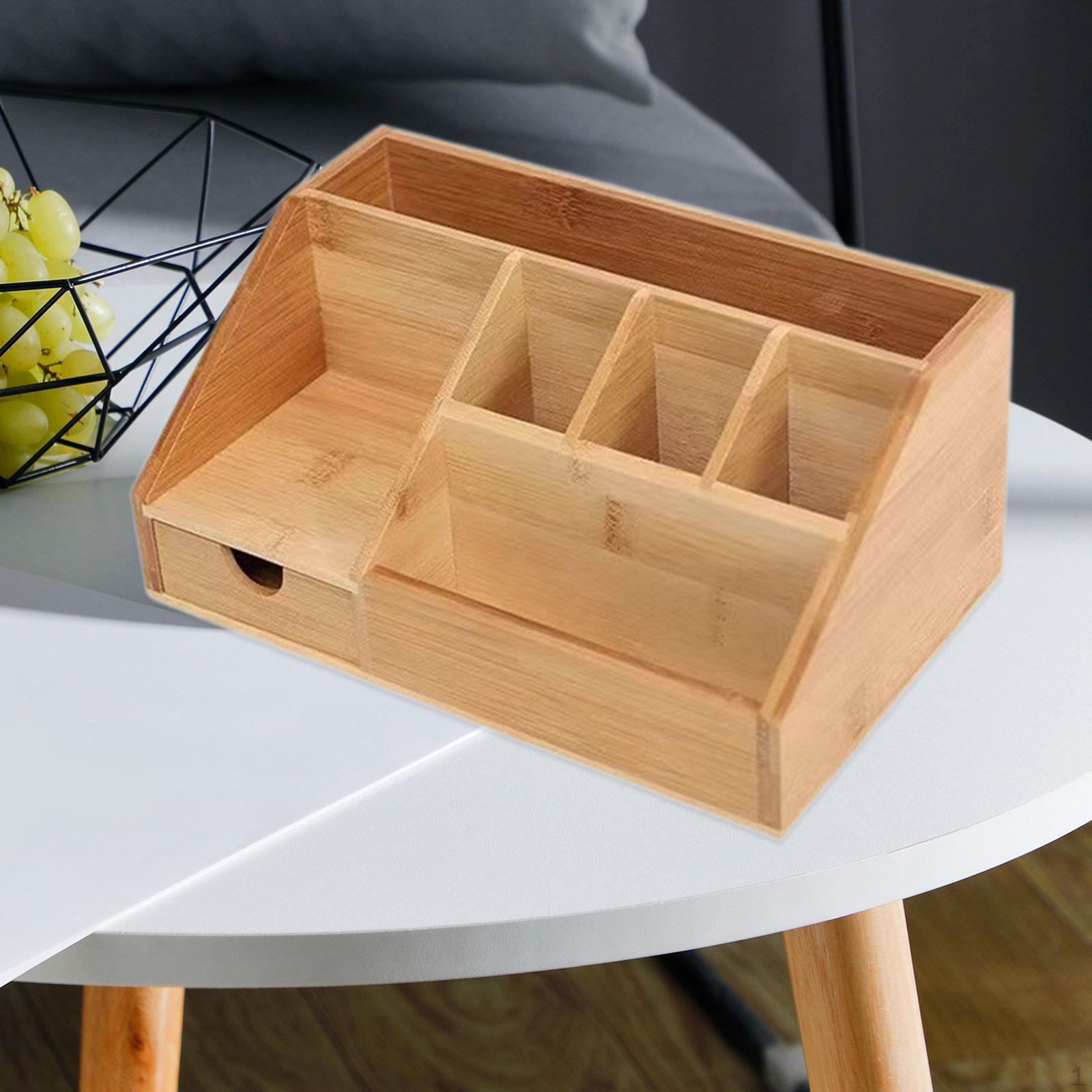 

Деревянный органайзер для стола, подставка для ручек, портативный отсек с ящиком, пульт дистанционного управления для офиса